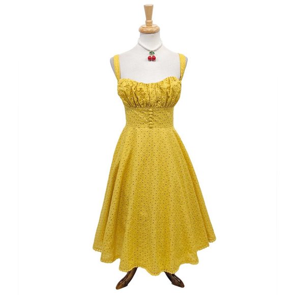Timeless London Valerie Anglaise Dress in Mustard - Picture 3 of 4